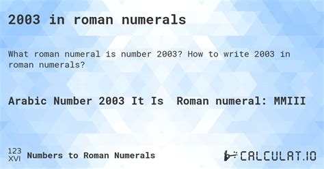 2003 in roman numerals|2003 to rom numerals.